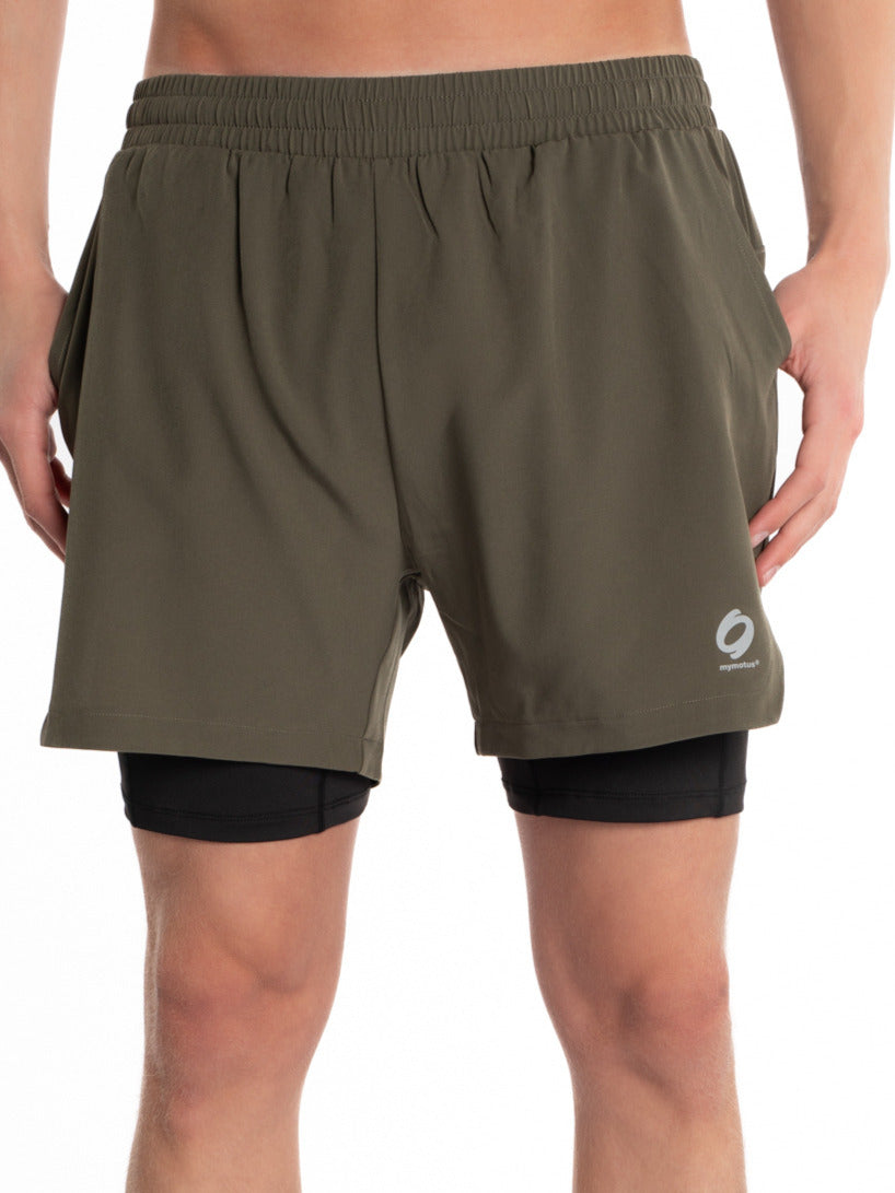 Mymotus® Men Comfort Running Twin Short Grape Leaf Green / Black