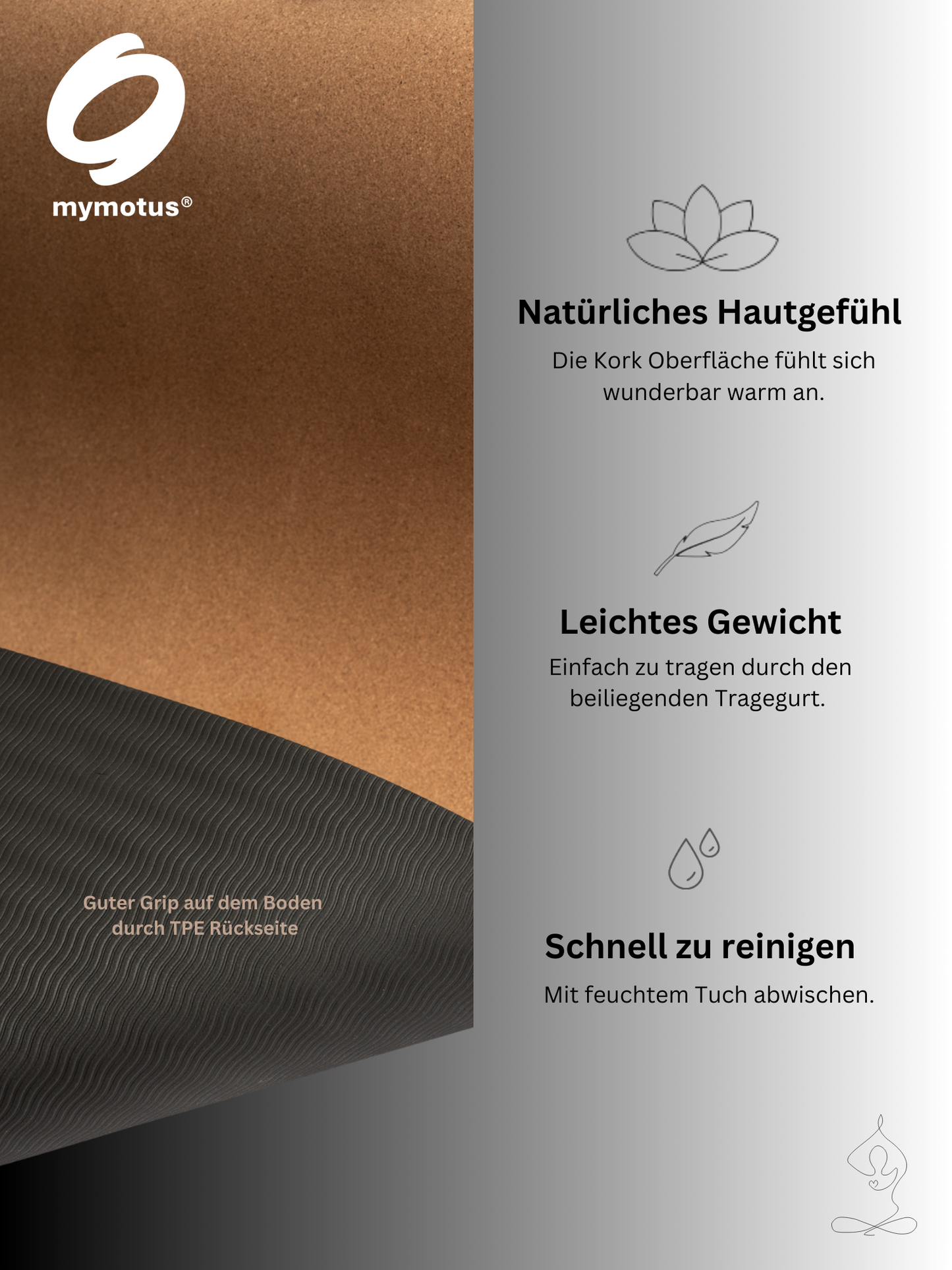 Mymotus Yoga Matte mit Kork-Oberfläche ACC230