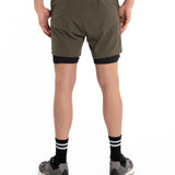 Mymotus Men Comfort Running Twin Short Grape Leaf Green / Black