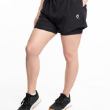 Mymotus Ladies Comfort Running Twin Shorts Jet Black- Black RW81 NOS