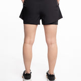 Mymotus Ladies Comfort Running Twin Shorts Jet Black- Black RW81 NOS