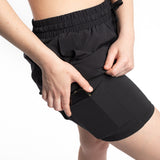 Mymotus Ladies Comfort Running Twin Shorts Jet Black- Black RW81 NOS