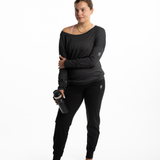 Mymotus Ladies Longsleeve Relax Yoga Shirt Black Melange YW37