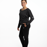 Mymotus Ladies Longsleeve Relax Yoga Shirt Black Melange YW37