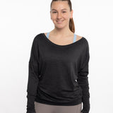 Mymotus Ladies Longsleeve Relax Yoga Shirt Black Melange YW37