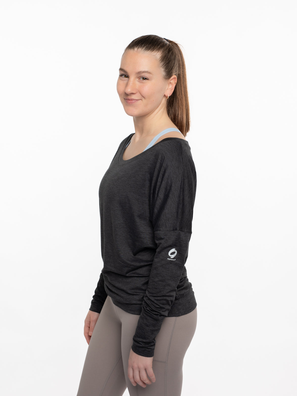 Mymotus Ladies Longsleeve Relax Yoga Shirt Black Melange YW37