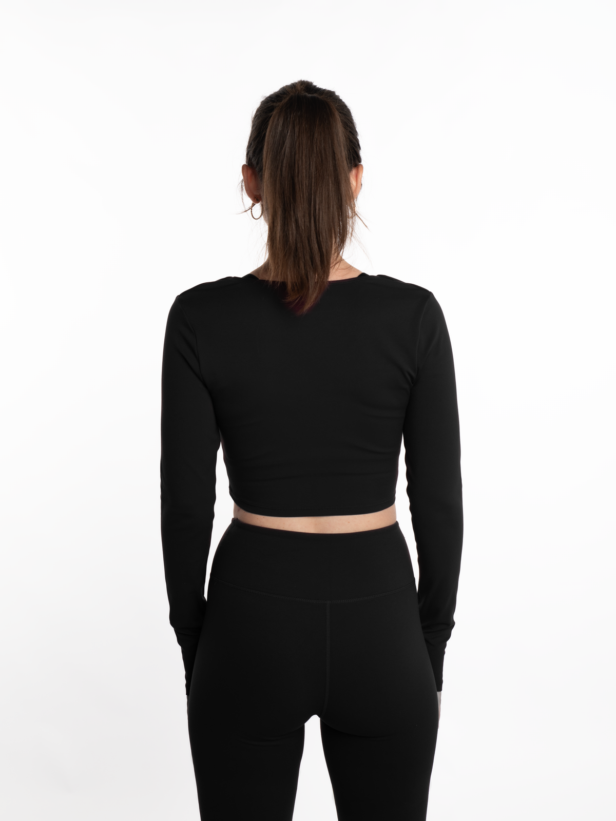 Mymotus Ladies Fitness Yoga Crop Wrap Longsleeve Shirt Black YW38