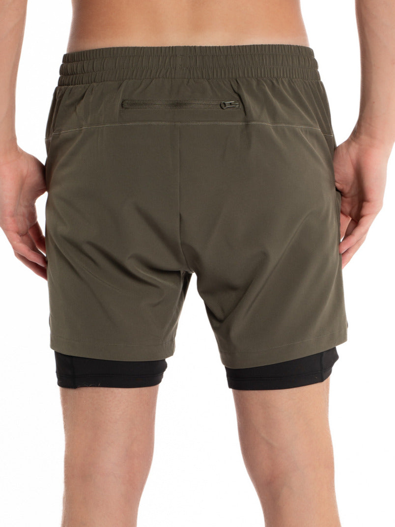 Mymotus® Men Comfort Running Twin Short Grape Leaf Green / Black